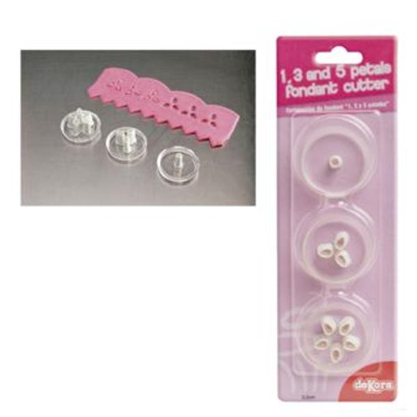 CORTAPASTAS DE FONDANT 1, 3 E 5 PETALAS 543190