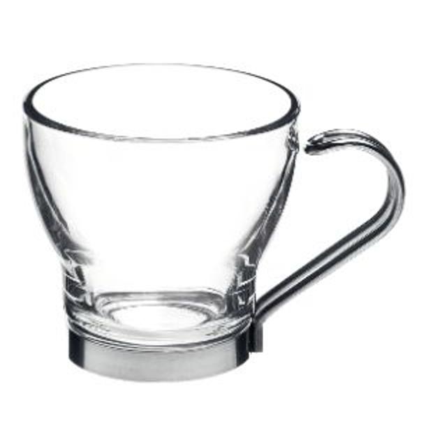 COPO VIDRO COM PEGA INOX 10CL PARA CAFE