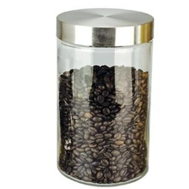 FRASCO VIDRO CILINDRICO 1,7 LT COM TAMPA INOX 11,2x11,2x22 CM