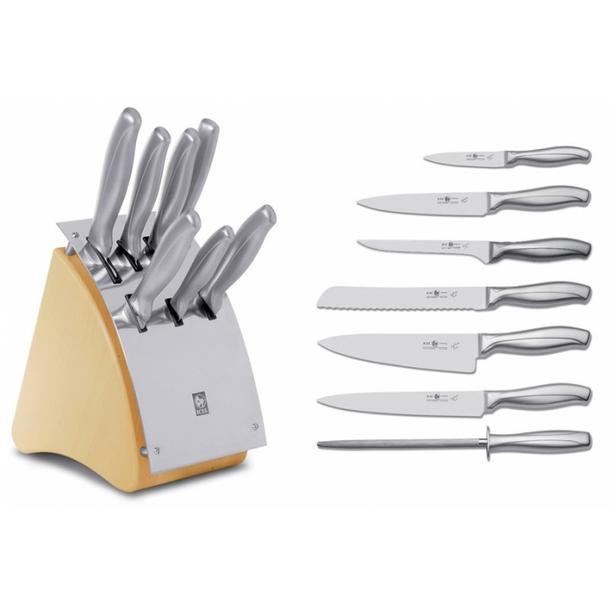 BLOCO MADEIRA E INOX COM 7PEÇAS 451.AS03.07 ABSOLUTE STEEL ICEL