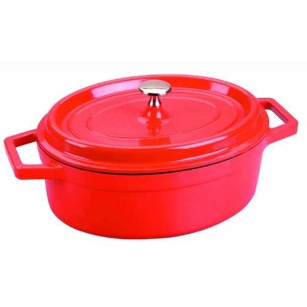 CAÇAROLA OVAL VERM. ALU. FUNDIDO 26*20CM R.25927 LC