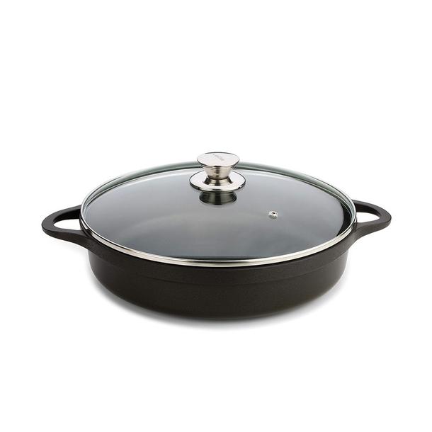 CAÇAROLA BAIXA ALUMINIO ANTI-ADERENTE COM TAMPA 28CM INDUÇÃO VALIRA