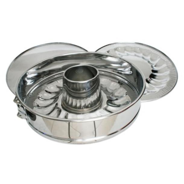 FORMA COM FUNDO DUPLO INOX 24CM
