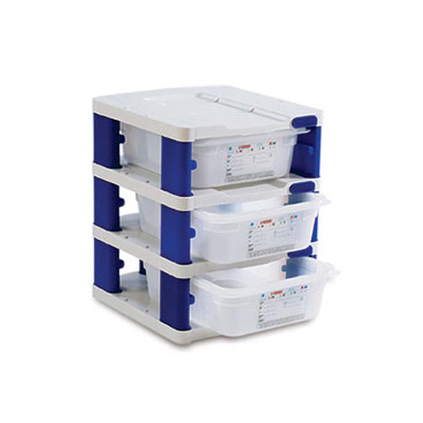 TORRE COM 3 CAIXAS PARA ALIMENTOS GASTRONORM 1/2 DE 18 LITROS