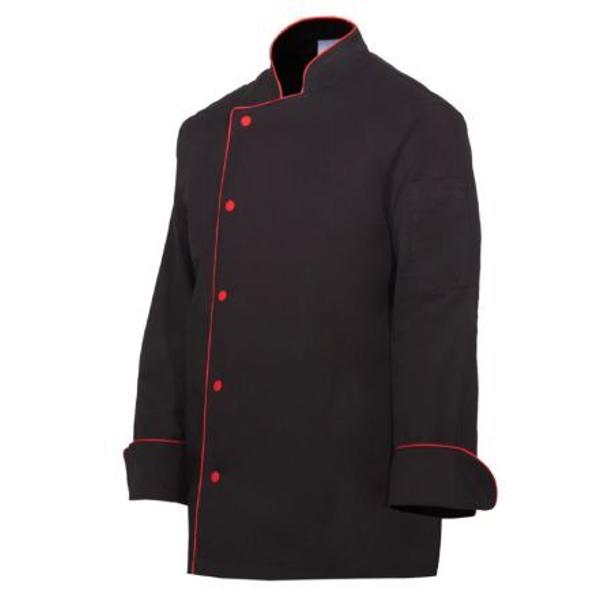 JALECA HOMEM PRETA COM VIVO VERMELHO COM MANGA COM MOLA TAMANHO S