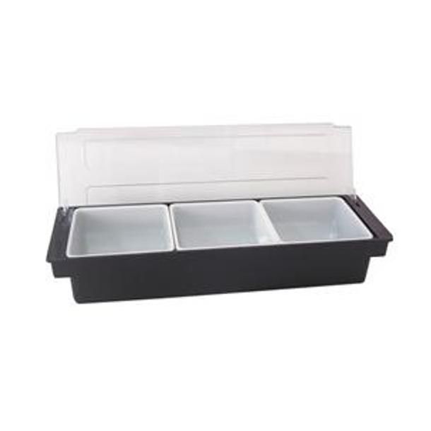 DISPENSADOR 3 COMPARTIMENTOS NEGRO PLASTICO