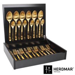 FAQUEIRO 24 PCS OSLO OURO MATE C.ESTOJO HERDMAR