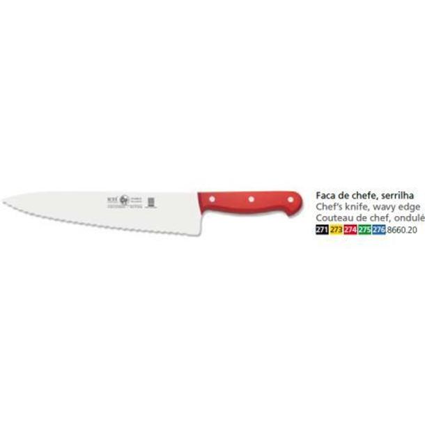 FACA COZINHEIRO COM SERRILHA 25CM CABO AZUL TECHNIK ICEL